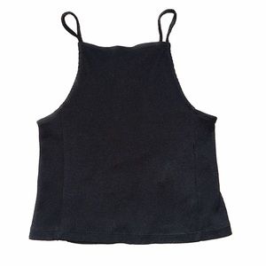 Forever 21 Black High Neck Ribbed Cropped Tank